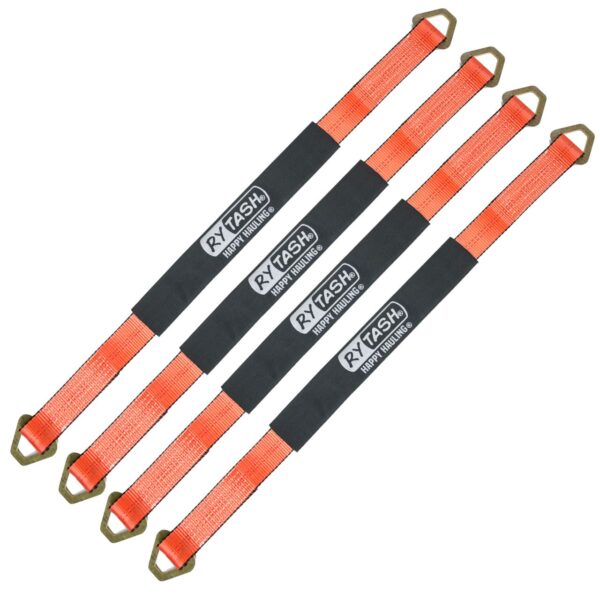 RYTASH Commercial-Grade Stress-Tested 2-In. Wide Axle Strap with Protective Sleeve (3 Ft.) - 4 Pack