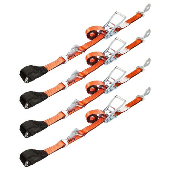 RYTASH Combo Tie Down Ratchet Straps with Twisted Snap Hooks - 2" x 114" - 3,330 LBS Working Load Limit - 4 Pack